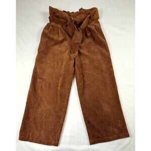 Indigo Rising High Waist Corduroy Brown Slacks Paperbag Pleated Pants